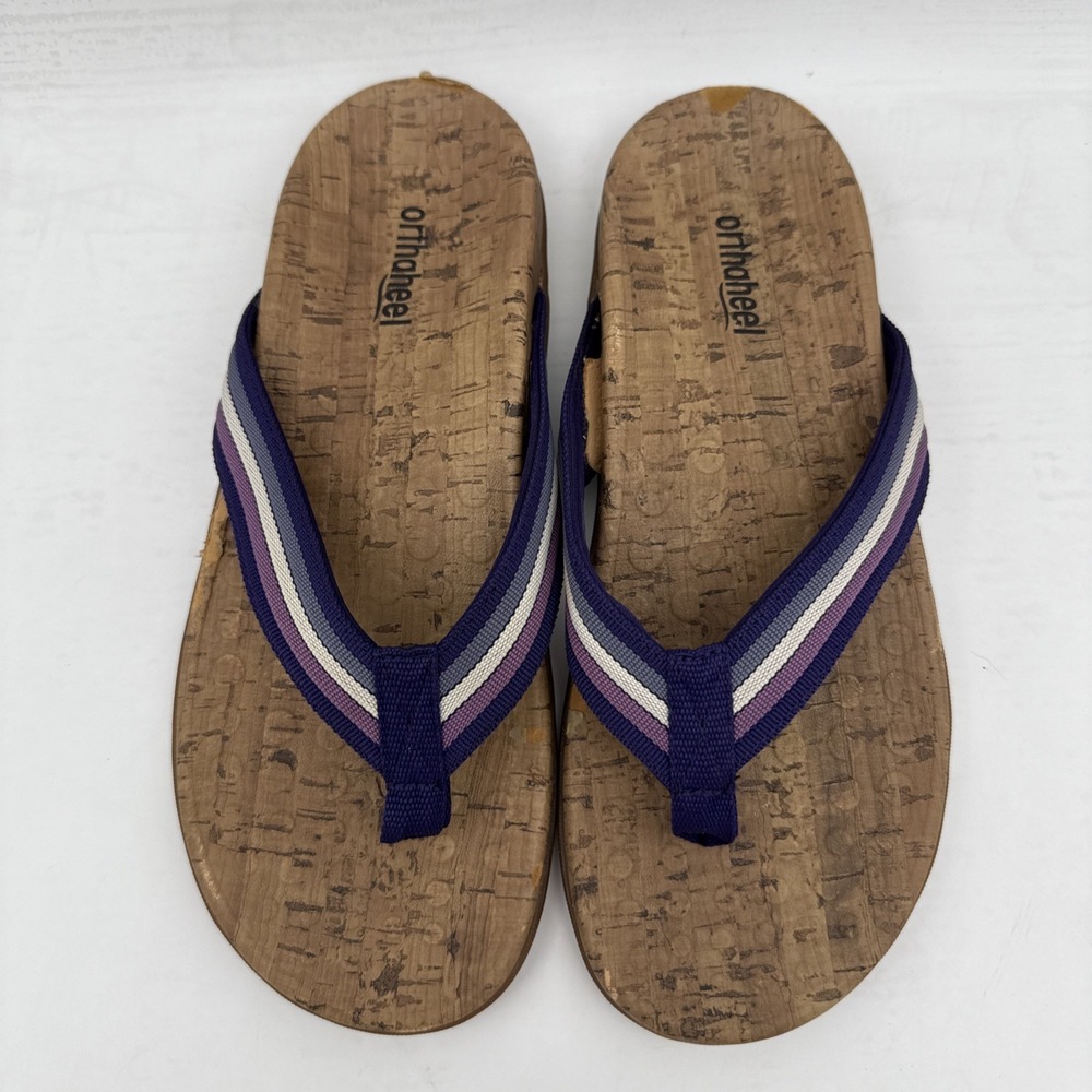 Orthaheel South Beach Multi-Color Purple Flip Flops Sandals Slides Women's SZ 8